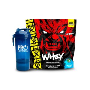Proteína importada Mutant Whey 5 lb y shaker Pro.