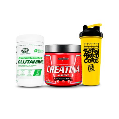 Creatina, Glutamina y shaker Mutant.