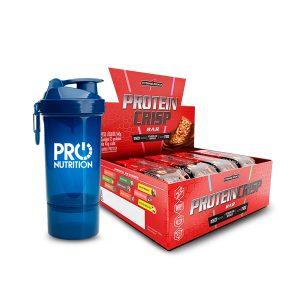 Caja de barras proteicas y shaker Pro.