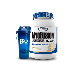 Proteína MyoFusion y shaker Pro 800 ml.