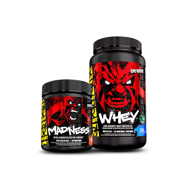 Proteína Whey 2 lb y pre-entreno Madness.