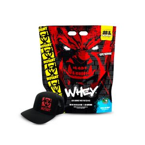 Proteína Whey y gorro Mutant original.